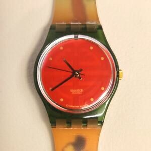 Swatch watch GEISHA LG109 1994 Standard Ladies with red dial New old stock